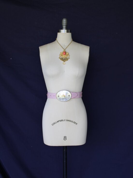 Nocona Pink Leather Belt with Gold Western Buckle main image 10